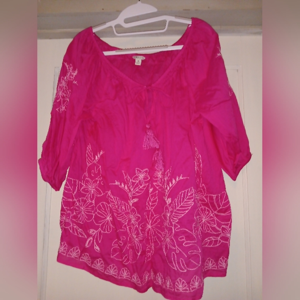 Cato Women's Pink Embroidered Top Size XL